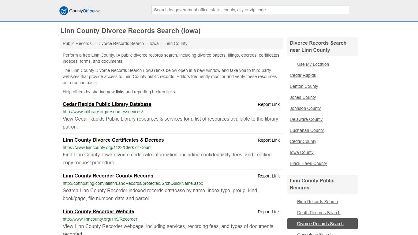 Linn County Divorce Records Search (Iowa) - County Office