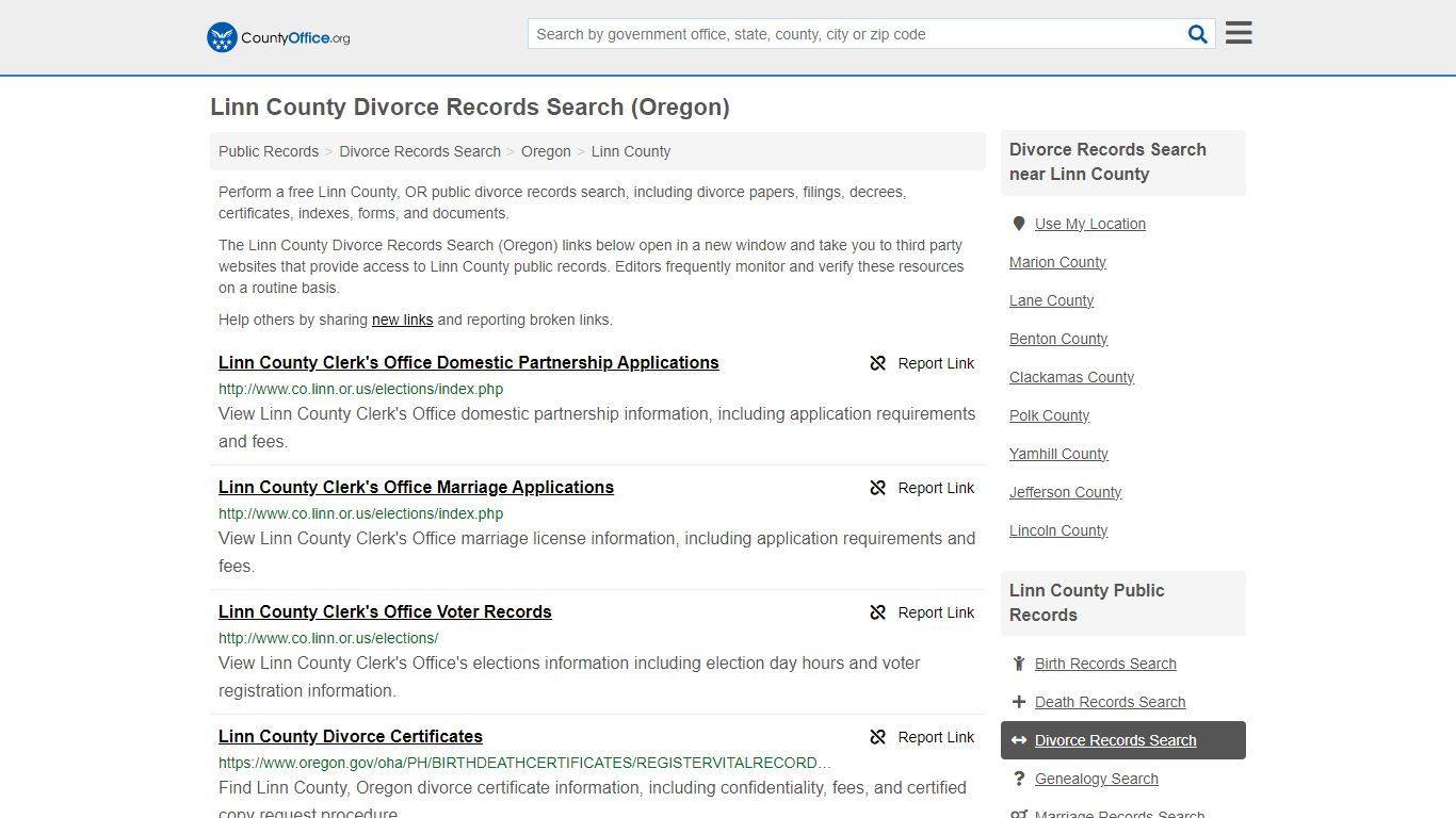 Divorce Records Search - Linn County, OR (Divorce Certificates & Decrees)